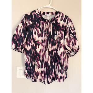 Westbound Abstract Ikat Top Size XL NWT Watercolor Boho Chic Art-to-Wear Travel